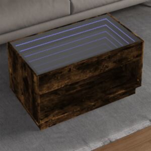 Pood24 kohvilaud LED-tuledega, suitsutatud tamm, 90x50x50 cm
