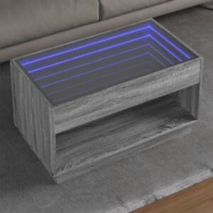 Pood24 kohvilaud LED-tuledega, hall Sonoma tamm, 90x50x50 cm