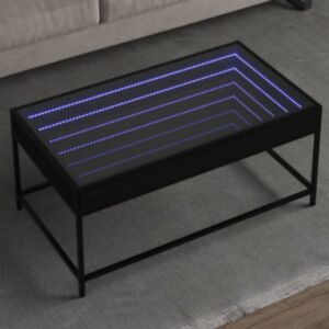 Pood24 kohvilaud LED-tuledega, must, 90x50x41 cm