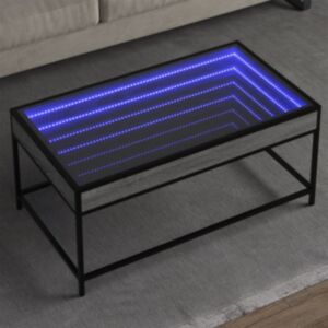 Pood24 kohvilaud LED-tuledega, hall Sonoma tamm, 90x50x41 cm