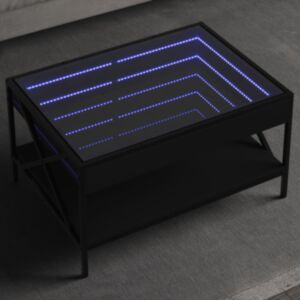 Pood24 kohvilaud LED-tuledega, must, 70x50x38 cm
