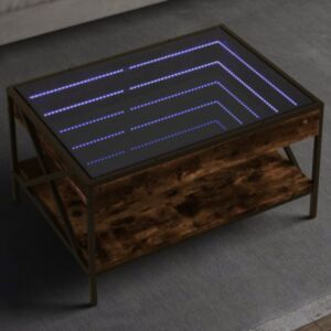 Pood24 kohvilaud LED-tuledega, suitsutatud tamm, 70x50x38 cm