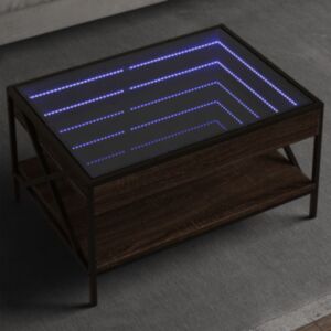 Pood24 kohvilaud LED-tuledega, pruun tamm, 70x50x38 cm