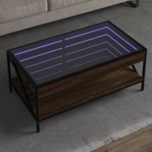 Pood24 kohvilaud LED-tuledega, pruun tamm, 90x50x38 cm