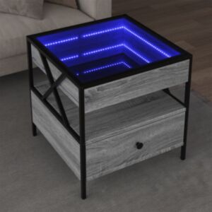 Pood24 kohvilaud LED-tuledega, hall Sonoma tamm, 50x50x51 cm
