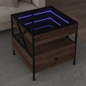 Pood24 kohvilaud LED-tuledega, pruun tamm, 50x50x51 cm