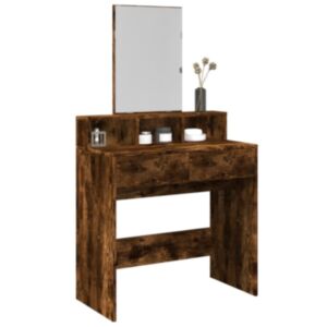 Pood24 tualettlaud peegliga, suitsutatud tamm, 80x41x144,5 cm