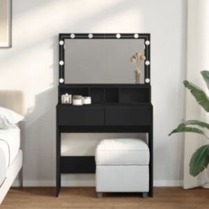 Pood24 tualettlaud LEDiga, must, 80x41x134,5 cm