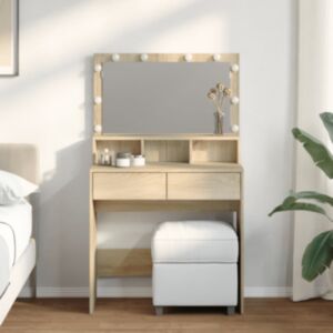 Pood24 tualettlaud LEDiga, Sonoma tamm, 80x41x134,5 cm