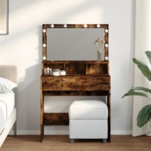 Pood24 tualettlaud LEDiga, suitsutatud tamm, 80x41x134,5 cm