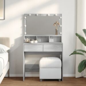 Pood24 tualettlaud LEDiga, hall Sonoma tamm, 80x41x134,5 cm