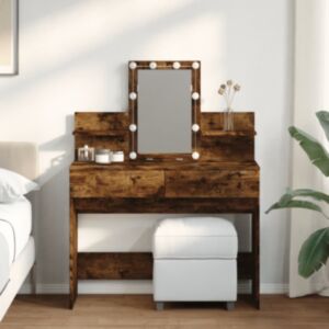 Pood24 tualettlaud LEDiga, suitsutatud tamm, 100 x 40 x 130 cm