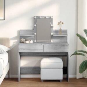 Pood24 tualettlaud LEDiga, hall Sonoma tamm, 100 x 40 x 130 cm