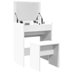 Pood24 tualettlaud taburetiga, valge, 60x40x113,5 cm