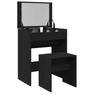 Pood24 tualettlaud taburetiga, must, 60x40x113,5 cm