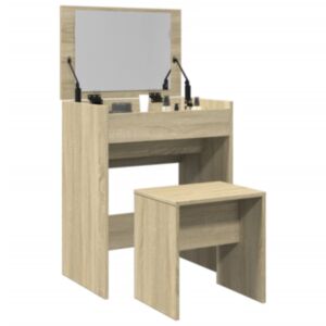 Pood24 tualettlaud taburetiga, Sonoma tamm, 60x40x113,5 cm