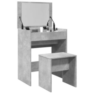 Pood24 tualettlaud taburetiga, betoonhall, 60x40x113,5 cm
