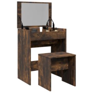 Pood24 tualettlaud taburetiga, suitsutatud tamm, 60x40x113,5 cm