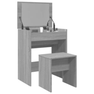 Pood24 tualettlaud taburetiga, hall Sonoma tamm, 60x40x113,5 cm