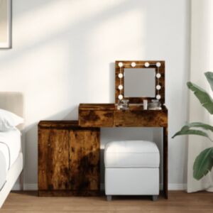 Pood24 tualettlaud LEDiga, suitsutatud tamm, 115x37x110,5 cm