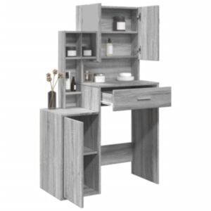 Pood24 tualettlaud kappidega, hall Sonoma tamm, 80x35x132 cm