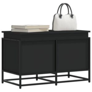 Pood24 kaanega hoiukast, must, 80x40x51,5 cm, tehispuit