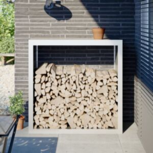 Pood24 küttepuude rest, valge, 100x40x100 cm, teras
