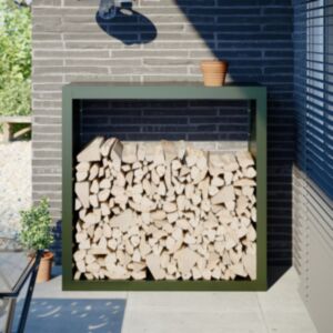 Pood24 küttepuude rest, roheline, 100x40x100 cm, teras