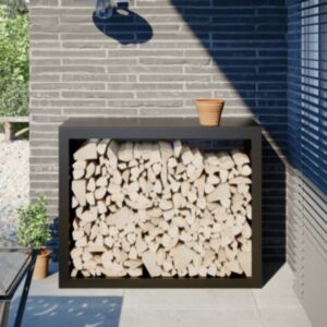 Pood24 küttepuude rest, must, 100x40x80 cm, teras