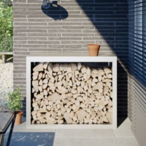 Pood24 küttepuude rest, valge, 100x40x80 cm, teras