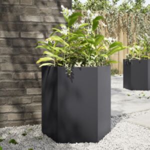 Pood24 aia taimekastid 2 tk, must, kuusnurkne, 46x40x45 cm, teras