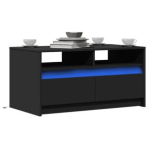 Pood24 kohvilaud LED-tuledega, must, tehispuit