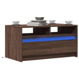 Pood24 kohvilaud LED-tuledega, pruun tamm, tehispuit