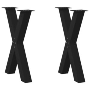 Pood24 söögilaua jalad, X-kujuline, 2 tk, must, 60x(72-73) cm teras