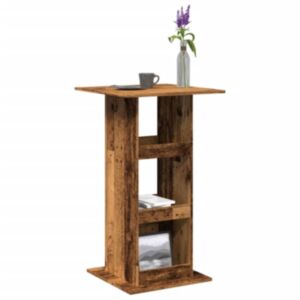 Pood24 baarilaud hoiuriiuliga, vana puit, 60x60x102 cm, tehispuit