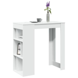 Pood24 baarilaud riiulitega, valge, 102x50x103,5 cm tehispuit