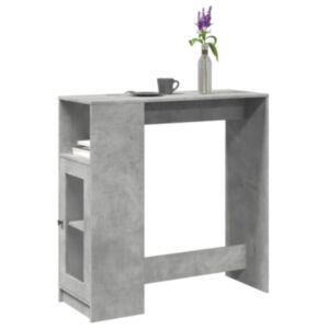 Pood24 baarilaud riiulitega, betoonhall, 101x40x103,5 cm tehispuit