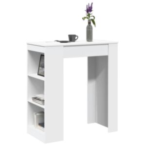 Pood24 baarilaud riiulitega, valge, 95x47x103,5 cm, tehispuit