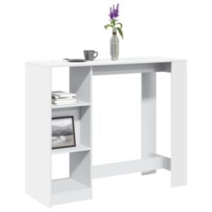 Pood24 baarilaud riiuliga, valge, 124 x 46 x 103,5 cm, tehispuit