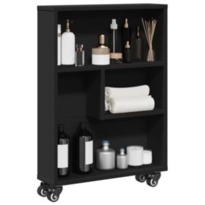 Pood24 kitsas hoiukäru, must, 48 x 13 x 68 cm, tehispuit