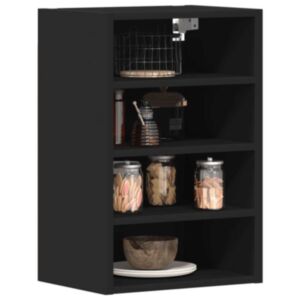 Pood24 Rippkapp Must 40x29,5x60 cm Engineered Wood