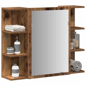Pood24 Vannitoa peegelkapp Vana puit 80x20,5x64 cm Tehnopuit