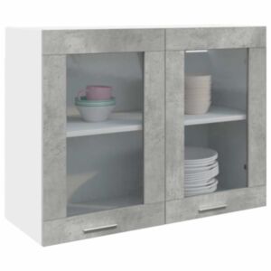 Pood24 Rippuv Klaaskapp Betoonhall 80x31x60 cm