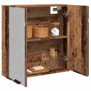 Pood24 Vannitoa peegelkapp Vana puit 64x20x66,5 cm Tehispuit