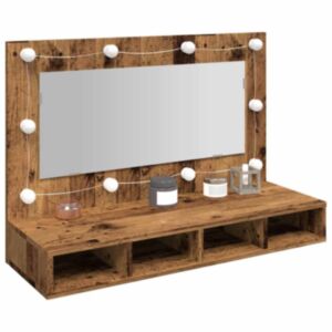 Pood24 Peegelkapp LED-iga Old Wood 90x31,5x62 cm