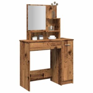 Pood24 tualettlaud peegliga vana puit 86,5x35x136 cm