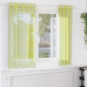 Pood24 Voile kardinad koos rõngastega 2 tk Apple Green 140x175 cm