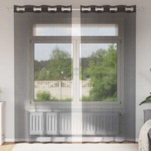 Pood24 Voile kardinad rõngastega 2 tk must 140x245 cm