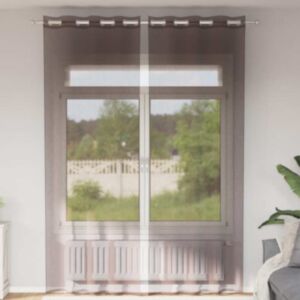 Pood24 Voile kardinad rõngastega 2 tk Pruun 140x260 cm