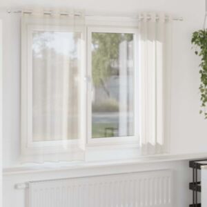 Pood24 Voile kardinad rõngastega 2 tk Kreem 140x175 cm